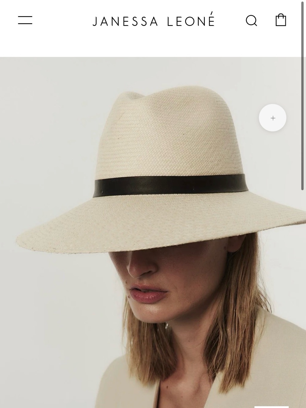 Nwt Janessa Leon Gloria Hat. Wide Brim Straw Fedora - Natural With Black Band